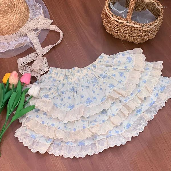 Jupes japonaises harajuku filles kawaii lace palined pantkirt femmes hauts fées short floral y2k esthétique mignon gâteau mini