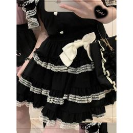 Jupes Japonais Kawaii Mini gâteau jupe femmes noir décontracté élégant Lolita Y taille haute dentelle Y2K esthétique doux gothique Faldas Drop Del Otizc