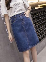 Rokken JMPRS Korean Loose Women Denim Midi Rok zomer A-lijn blauwe vrouwelijke jeans vintage casual katoenen rok oversize faldas 5xl 230508