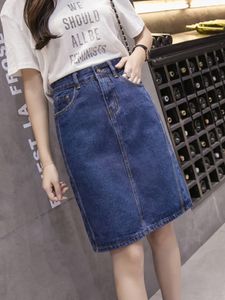 Rokken JMPRS Korean Loose Women Denim Midi Rok zomer A-lijn blauwe vrouwelijke jeans vintage casual katoenen rok oversize faldas 5xl 230301
