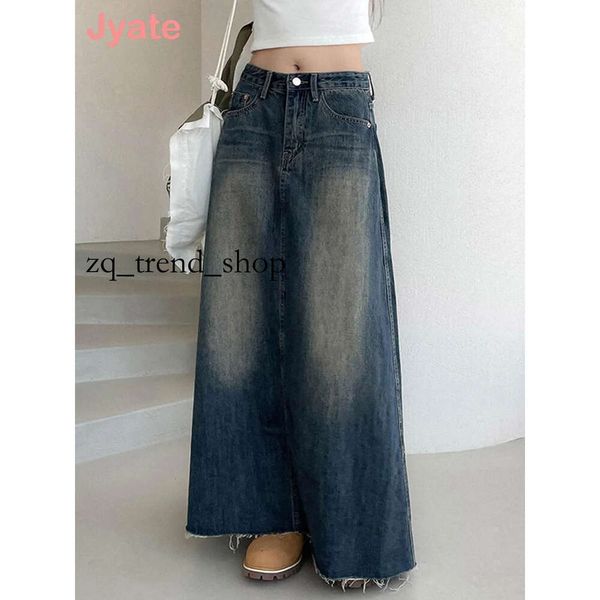 Jupes jyate vintage maxi denim femmes y2k streetwear grunge poches chic longues femelles décontractées harajuku esthétique faldas 3 95