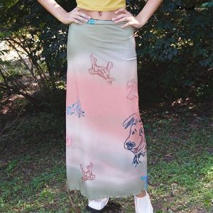 Jupes Kaaazi Animal Graphic Print Mode Streetwear Gradient Slim Jupe Chic Femmes Vêtements d'été Casual Long Style Spicy Girl