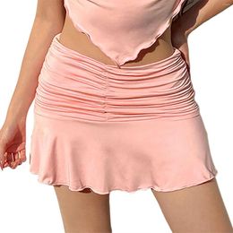 Rokken kayotuas vrouwen geplooide rok boho zomer hoge taille bodycon zoete meisjes zonsondergang 7 kleuren ruches ruches streetwear