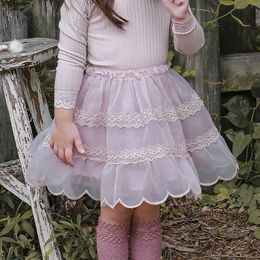 Rokken kinderen meisjes cake rok schattig kinderen dans kleding elastische tailleband tutu mesh rok massief kleuren feestlaag dans tutu rok t230301