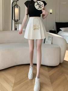Jupes coréenes mignonnes hautes hautes taies A-line plissée mini jupe femme 2024 SUPPRESSION SUMÉ