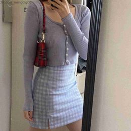 Jupes mode coréenne plaid mini jupes femmes vintage kaii jupe crayon doux faldas mujer Z230705