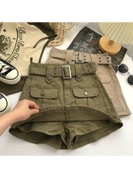 Rokken Koreaanse Mode Y2K Streetwear Stijl Hoge Taille Mini Rok 2023 Lente Vrouwen Grote Zak Cargo Shorts Culotte Dame 230505