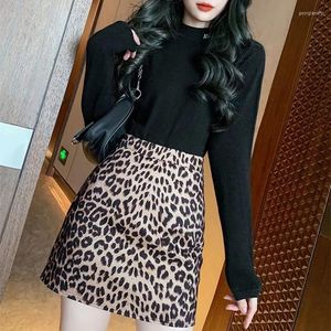 Jupes jupe coréenne imprimé léopard décontracté Mini Wrap femme Streetwear noir vêtements d'été taille haute crayon