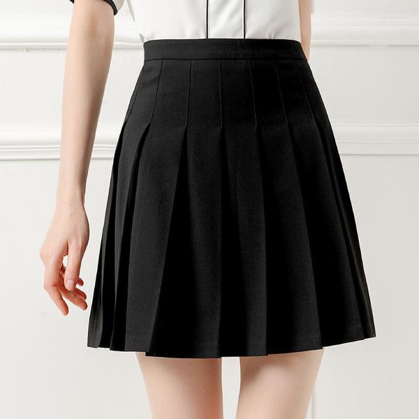 Faldas Estilo coreano Colegio Falda corta de cintura alta delgada Mujeres A-line Suelta Mini plisada