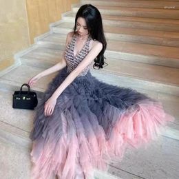 Jupes de style coréen jupe rose gris gris mi-long gâteau gâteau princesse robe de vêtements de femmes frais et sucrés