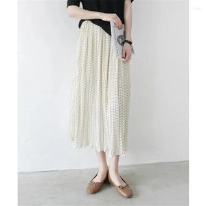 Jupes Style coréen à pois imprimé jupe femme été taille haute plissé frais longue 2023 femmes vêtements Faldas
