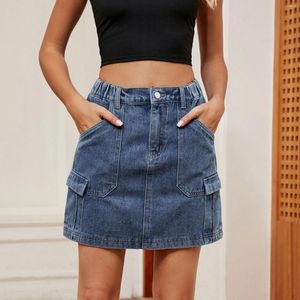 Rokken Koreaanse Stijl Streetwear Vrouwen Denim Mini Rok Hoge Taille Sexy Meisje Strakke Tas Hippe Zomer Zakken Korte Vrouwelijke