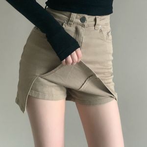 Faldas Falda vaquera de estilo coreano para mujer, minifaldas sexis ajustadas para mujer, Falda corta de cintura alta de Color sólido de verano para mujer 230506