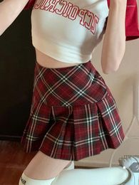 Jupes coréenes y2k preppy style femme plissée faldas été sweet kawaii jk plaid lolita mode mini écolière esthétique décontractée