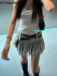 Jupes kusahiki y2k ceinture à volants jupe à moitié longueur pour niche femelle en dentelle polyvalente fille épicée faldas de mujer 2024