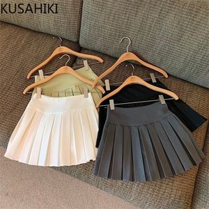 Faldas KUSHAIKI Summer Fold Esquí Moda coreana Cintura alta A-line Mini Esquí Estilo dulce Bottom Mujer Faldas 230404