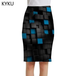 Rokken kyku merk kubus dames geometrie kantoor abstract sexy potlood dames dames vintage anime Korean gebreide