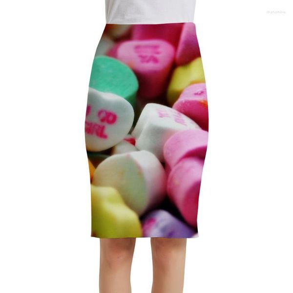 Jupes KYKU bonbons femmes nourriture robes d'été imprimé coloré jupe amour crayon couleur 3d dames femmes Floral Cool coréen