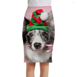 Faldas KYKU Perro Mujeres Animal Sexy Navidad Oficina Año Elegante Damas Mujeres Floral Moda fresca de punto