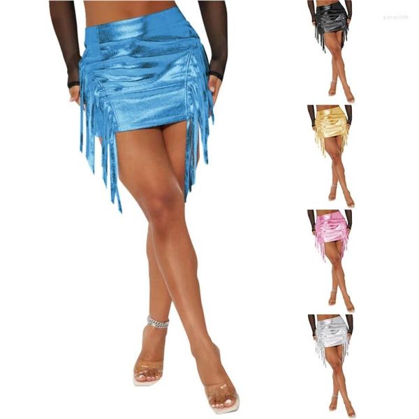 Jupes L5YA Trendy Femmes Fringe Mini Jupe Casual Taille Haute Moulante Crayon Court
