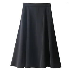 Rokken Dames Elegante Mode Grote Zoom Lange Zwarte Rok Vrouwen Kleding Meisjes Koreaanse Chic Casual Faldas Largas Py431