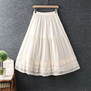 Skirts Lamtrip Est Lace Lolita A-Line Fairy Kawaii Cotton Saia Basic Mori Girl Rok zomer 230506