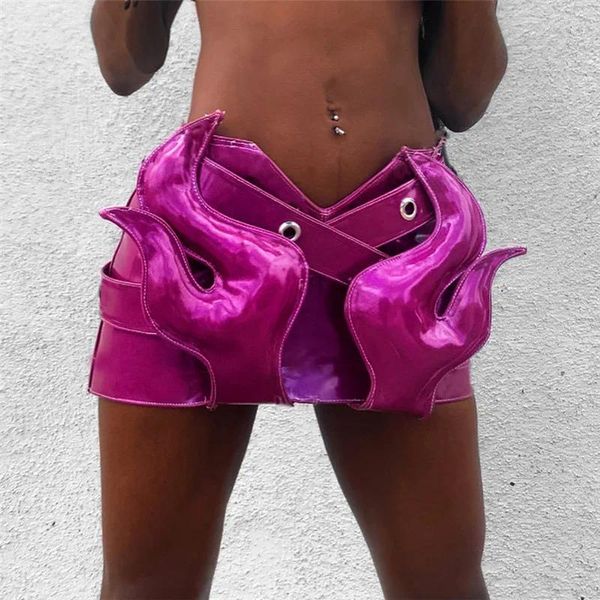 Faldas Mini falda de cuero Vestido rosa Sexy Y2K Streetwear 2024 Mujeres Moda Ropa de verano Flare High Cintura Lápiz Lindo