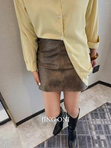 Jupes en cuir mini jupe Y2k femme vêtements 2023 robes vintage style coréen mode taille haute cargo sexy gothique tulle court crayon
