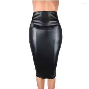 Skirts Leather Skirt Back Split Women Sexy Bodycon Pencil Office Lady Package High Waist Summer Long