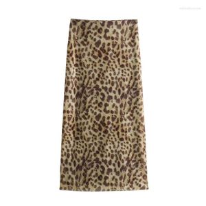 Jupes Leopard Print Midi femmes été 2024 Elegant Chic Party Night Long High Streetwear Streetwear Y2K Jupe