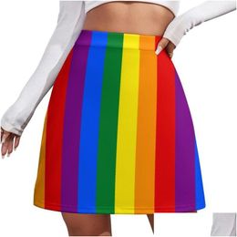 Jupes Lgbt Rainbow Jupe Femme Gay Pride Drapeau Imprimer Mignon Mini Summer Street Fashion Taille Haute Surdimensionné Casual A-Line Drop Deli Dhnwk