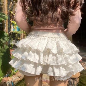 Rokken lolita kawaii rok shorts dames zomer ruche patchwork gelaagde hoge taille schattige balletcore y2k mini tutu petticoat