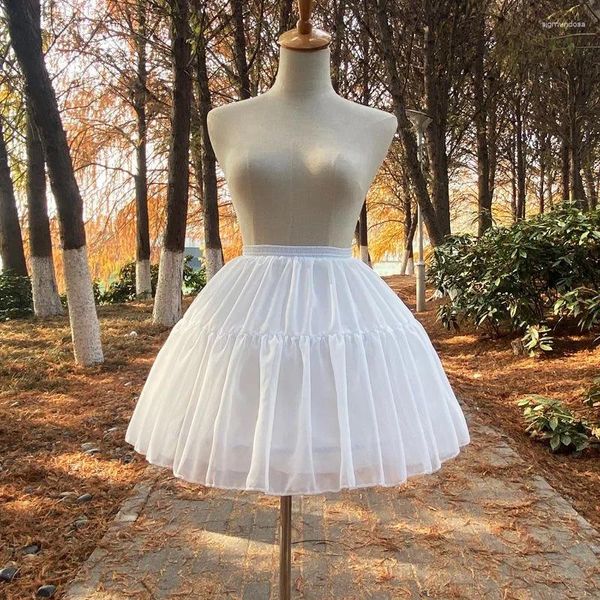 Faldas Lolita Vestido corto Cosplay Enaguas Mujeres Gasa blanca Diario Espina de pescado Mini falda hinchada Ballet Rockabilly Crinoline Underskirt