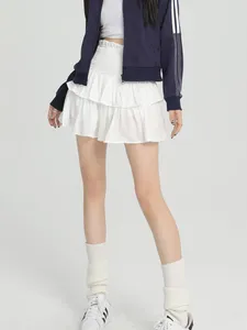 Faldas lolita falda volante blanco mini mujeres verano moda coreana cintura alta elástico patchwork kawaii capa corta lindo skort