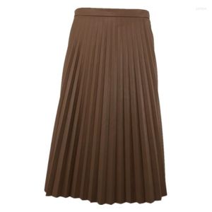 Jupes longue jupe plissée femme cuir Vintage Style coréen grande taille Lolita marron Maxi Sexy 2022 blanc Harajuku