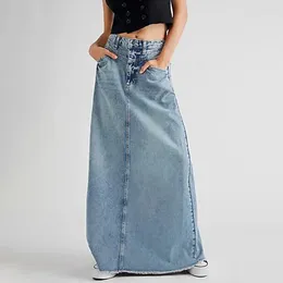 Jupes jupe longue coton printemps denim jeans femmes automne hiver stretch vintage lâche maxi club e-girl streetwear y2k