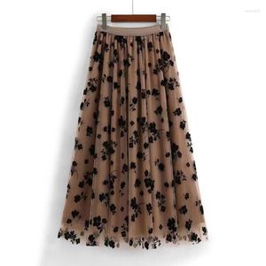 Jupes jupe longue mode coréenne harajuku kawaii y2k midi maxi tulle printemps automne taille haute streetwear rose noir