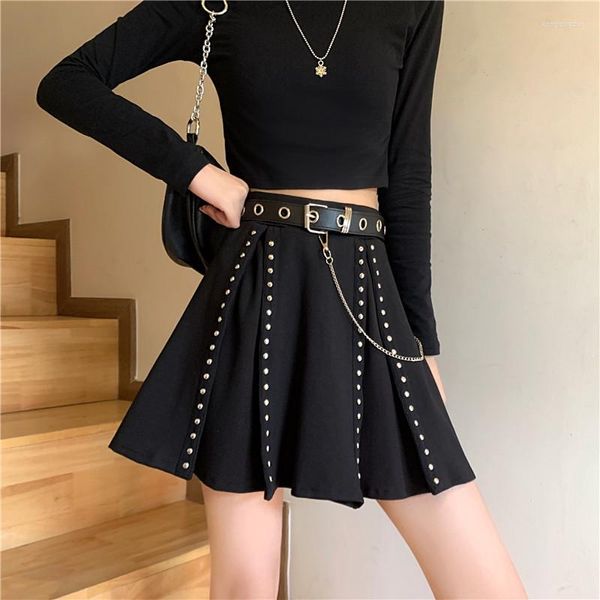 Faldas sueltas y delgadas de cintura alta Falda corta acampanada con sensación versátil Jupe ropa Drop Clothing Taille Punk