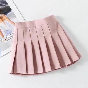 Skirts Menoea Fashion Summer Girl Skiën Zuid -Korea Leuke stijl Smooth Girls High Taille School Fold Mini Solid Skiing 230404