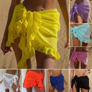 Jupes Meshwear wrap jupe sexy plage robe sarong mode mode légèrement porte couvre de couleurs de couleur solide sans culotte