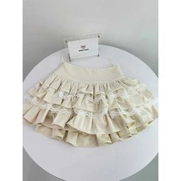 Skirts Mexzt y2k ruches mini rok vrouwen zoet kawaii kanten patchwork een lijn rokken zomer streetwear Koreaanse hoge taille baljurk rok y240420