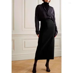 Jupes mi-longs femmes automne et hiver hiirt midi midi slim noir