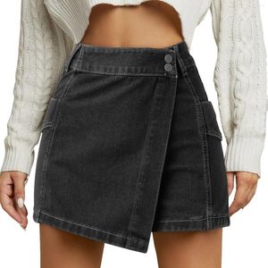 Jupes Mini Denim Jupe Wrap Shorts Femmes Cargo 2023 Été Taille Haute Sexy Skinny Anti-éblouissement Court Mode Coréenne