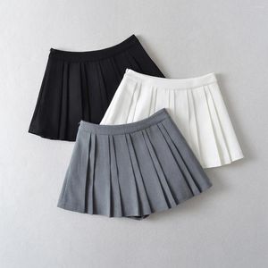Faldas Mini para mujer moda coreana plisada para mujer falda de verano 2023 ropa Kawaii cintura alta blanco Irregular