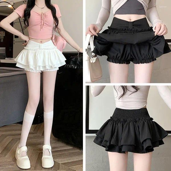 Jupes mini jupe femme mignon sexy balletcore blanc élastique haute taille robe de balle patchwork lolita short coréen sweet l380