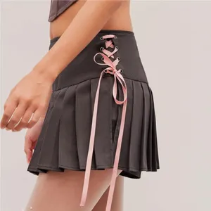 Rokken Minirok Y2k Kleding Kawaii Koreaanse Mode Sexy Voor Vrouwen Sets Geplooide Hoge Taille Kant Lace Up Punk