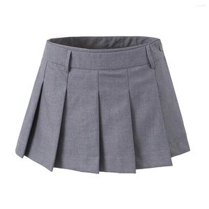 Jupes Mini Y2k Vêtements Style Coréen Pour Les Femmes Jupe Mignonne Plissée Micro Taille Haute Kaki Avec Des Shorts