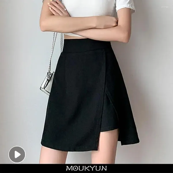 Jupes Moukyun Jupe courte féminine Split Solid Office Ladies High Waist Mini Females Corée surdimension