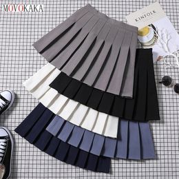 Jupes MOVOKAKA toutes saisons jupes plissées pour femmes taille haute noir Y2K A-ligne Sexy Mini jupe pour filles école Kawaii jupes plissées 230519