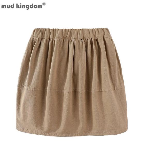 Jupes Mudkingdom mode filles plaine sergé pour école fille vêtements coton taille élastique jupe enfants vêtements printemps automne